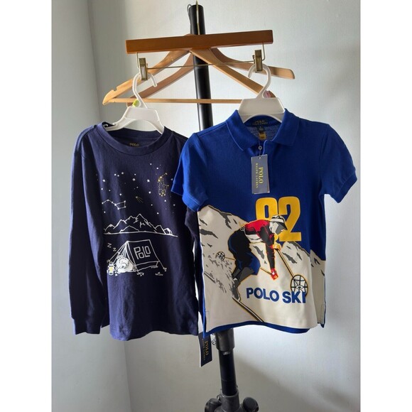 Polo RALPH LAUREN BOYS 6 POLO SHIRT T SHIRT  LOT OF 2 pcs SKI GRAPHIC,NWT new - Picture 1 of 6